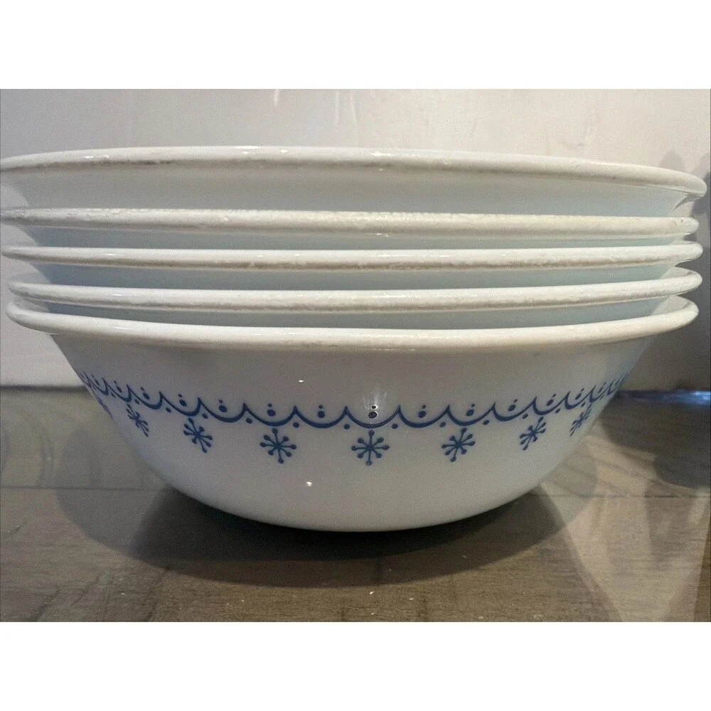 Corelle Snowflake Blue Garland Bowls 6